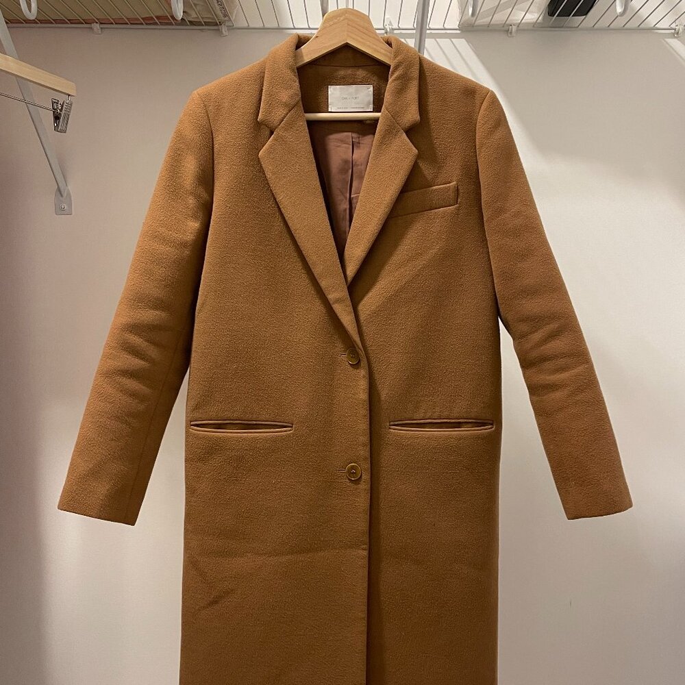 OAK + FORT Camel Brown Wool Blend Pea Coat